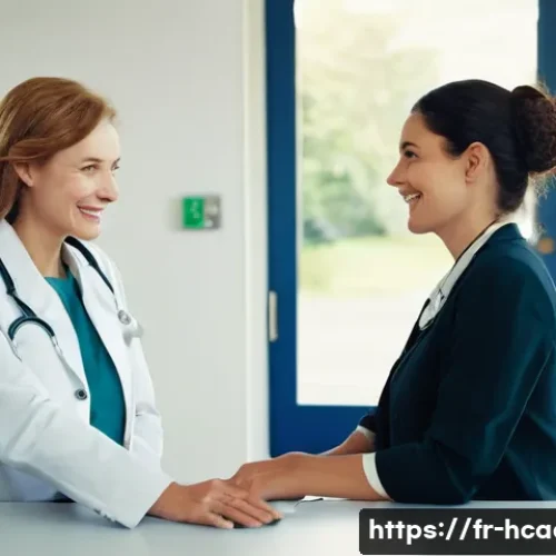 Home 11 보건의료행정사 현업과 자격증 활용법 - **Prompt 1: The Welcoming Heart of a French Medical Office**
A professional and empathetic femal...