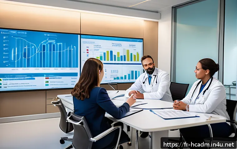 보건의료행정사의 연봉 협상 팁 - A professional healthcare administrator confidently leading a diverse multidisciplinary team meeting...